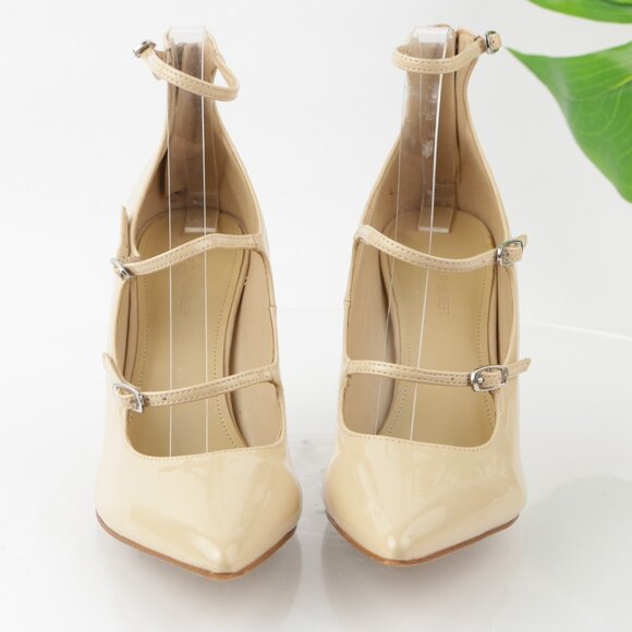 Marc Fisher Womens Daily Mary Jane Pump Size 8.5 Nude Tan Patent Heel Dress Shoe - Picture 2 of 13